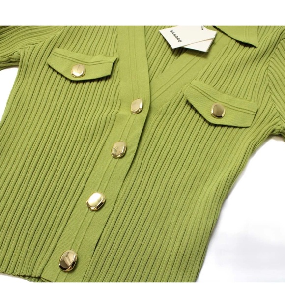 SANDRO Hind Ribbed Knit Cardigan Sweater Size 3 - Picture 2 of 4